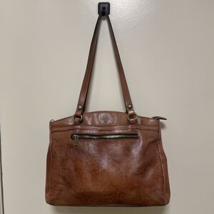 Vintage Patricia Nash Map Signature Design Leather Handbag Purse Shoulder Bag